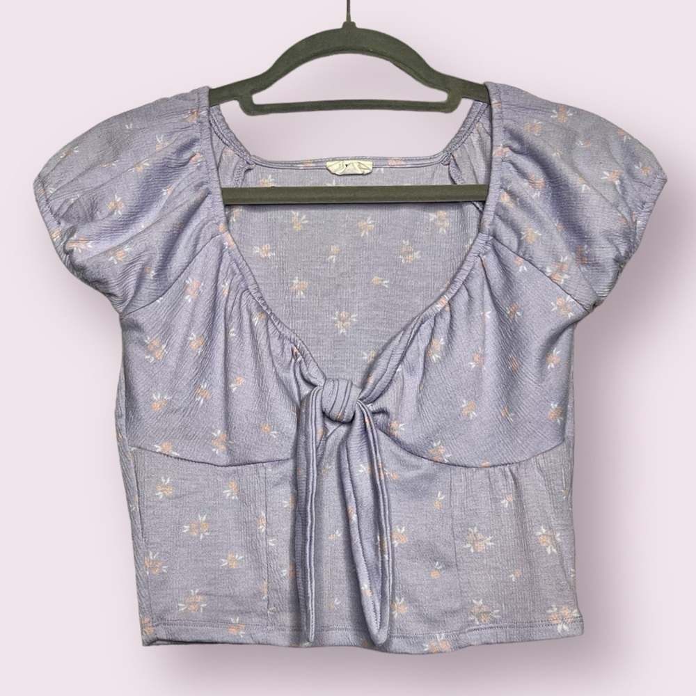 Cotton On Purple Floral Crop Top Small